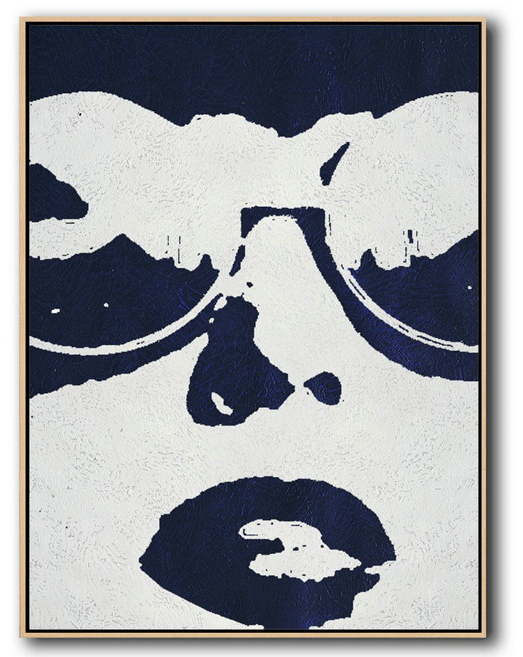 Large Abstract Painting Canvas Art,Buy Hand Painted Navy Blue Abstract Painting Online,Large Abstract Wall Art